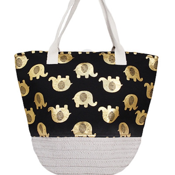 Elephant Print French Basket Tote - Picture 1 of 1